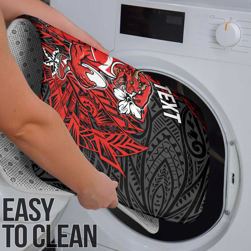 Personalised St. George Illawarra Dragons Bathroom Set Polynesian Tribal Pattern With Rugby Dragon Mascot Art