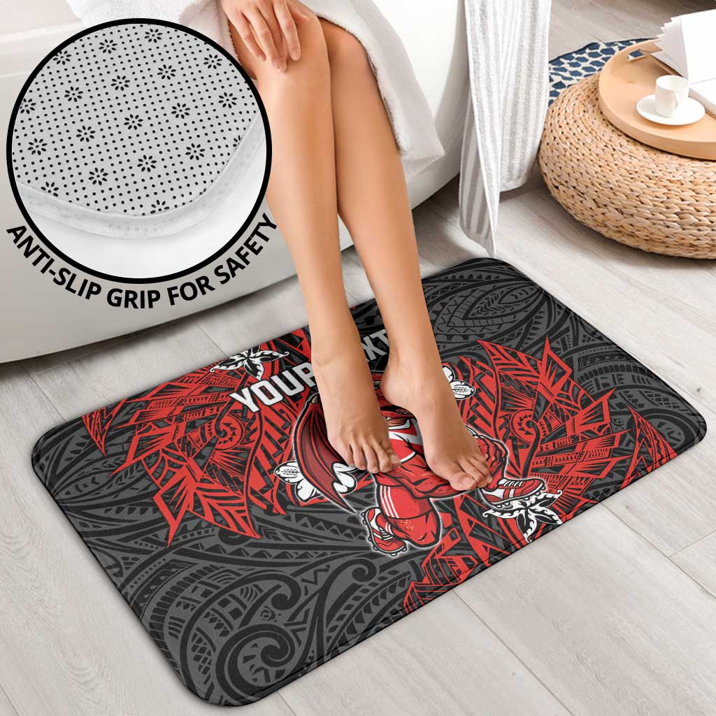 Personalised St. George Illawarra Dragons Bathroom Set Polynesian Tribal Pattern With Rugby Dragon Mascot Art