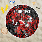 Personalised St. George Illawarra Dragons Beach Blanket Polynesian Tribal Pattern With Rugby Dragon Mascot Art