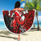 Personalised St. George Illawarra Dragons Beach Blanket Polynesian Tribal Pattern With Rugby Dragon Mascot Art
