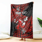 Personalised St. George Illawarra Dragons Blanket Polynesian Tribal Pattern With Rugby Dragon Mascot Art