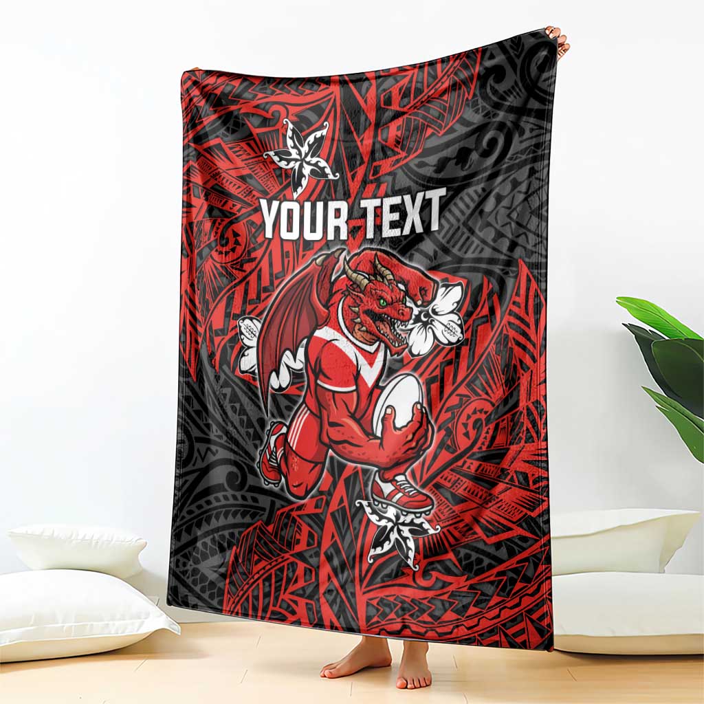Personalised St. George Illawarra Dragons Blanket Polynesian Tribal Pattern With Rugby Dragon Mascot Art