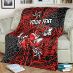 Personalised St. George Illawarra Dragons Blanket Polynesian Tribal Pattern With Rugby Dragon Mascot Art