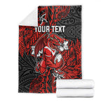Personalised St. George Illawarra Dragons Blanket Polynesian Tribal Pattern With Rugby Dragon Mascot Art