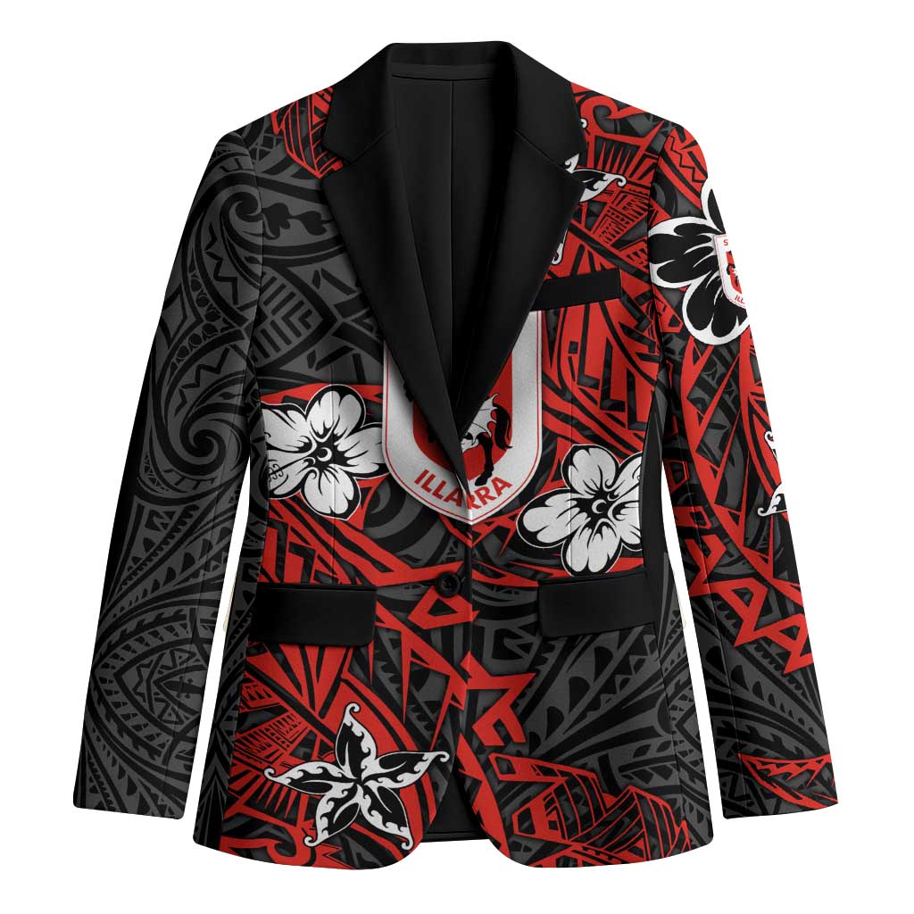 Personalised St. George Illawarra Dragons Blazer Polynesian Tribal Pattern With Rugby Dragon Mascot Art