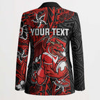 Personalised St. George Illawarra Dragons Blazer Polynesian Tribal Pattern With Rugby Dragon Mascot Art