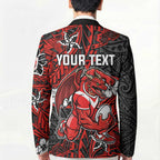 Personalised St. George Illawarra Dragons Blazer Polynesian Tribal Pattern With Rugby Dragon Mascot Art