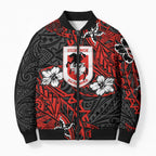 Personalised St. George Illawarra Dragons Bomber Puffer Jacket Polynesian Tribal Pattern With Rugby Dragon Mascot Art