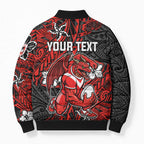 Personalised St. George Illawarra Dragons Bomber Puffer Jacket Polynesian Tribal Pattern With Rugby Dragon Mascot Art