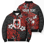 Personalised St. George Illawarra Dragons Bomber Puffer Jacket Polynesian Tribal Pattern With Rugby Dragon Mascot Art