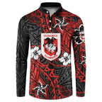 Personalised St. George Illawarra Dragons Button Sweatshirt Polynesian Tribal Pattern With Rugby Dragon Mascot Art