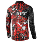 Personalised St. George Illawarra Dragons Button Sweatshirt Polynesian Tribal Pattern With Rugby Dragon Mascot Art