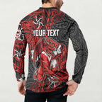 Personalised St. George Illawarra Dragons Button Sweatshirt Polynesian Tribal Pattern With Rugby Dragon Mascot Art