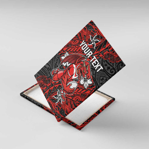 Personalised St. George Illawarra Dragons Canvas Wall Art Polynesian Tribal Pattern With Rugby Dragon Mascot Art