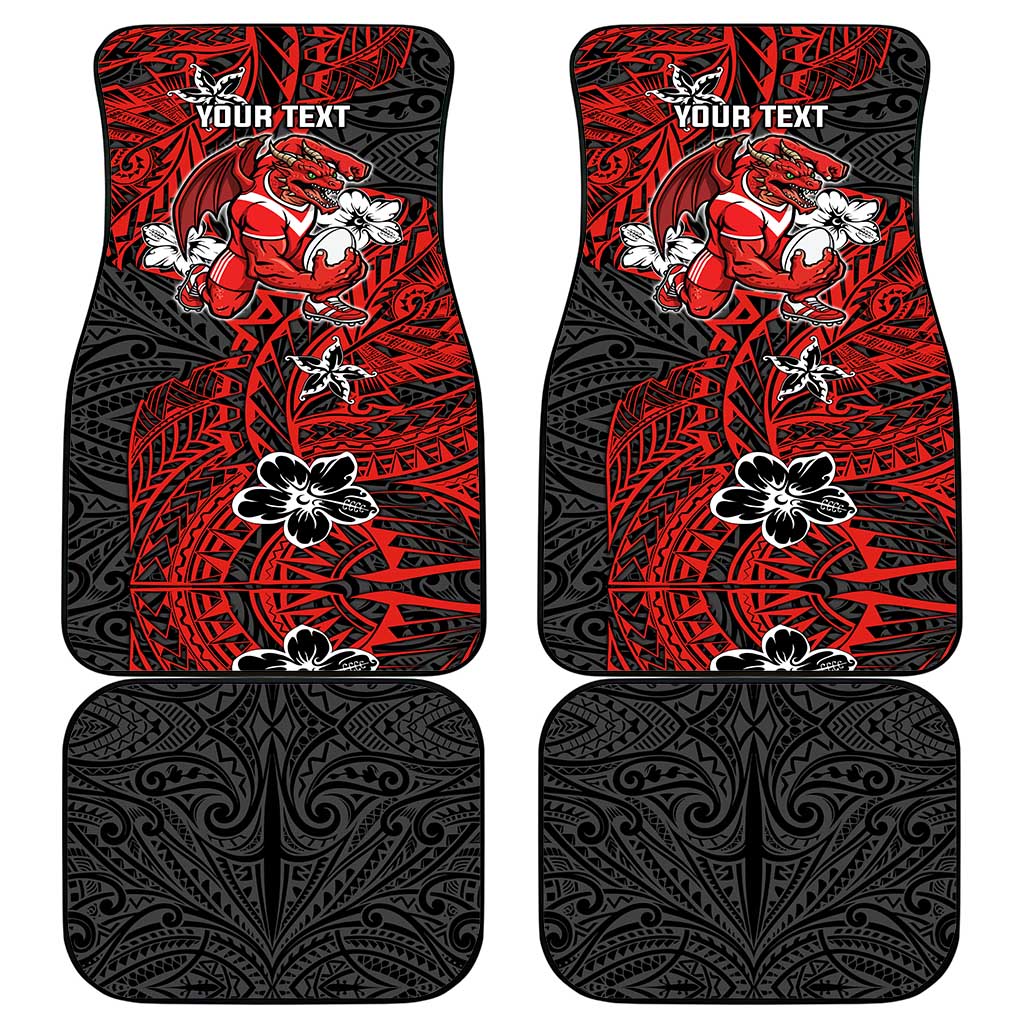 Personalised St. George Illawarra Dragons Car Mats Polynesian Tribal Pattern With Rugby Dragon Mascot Art