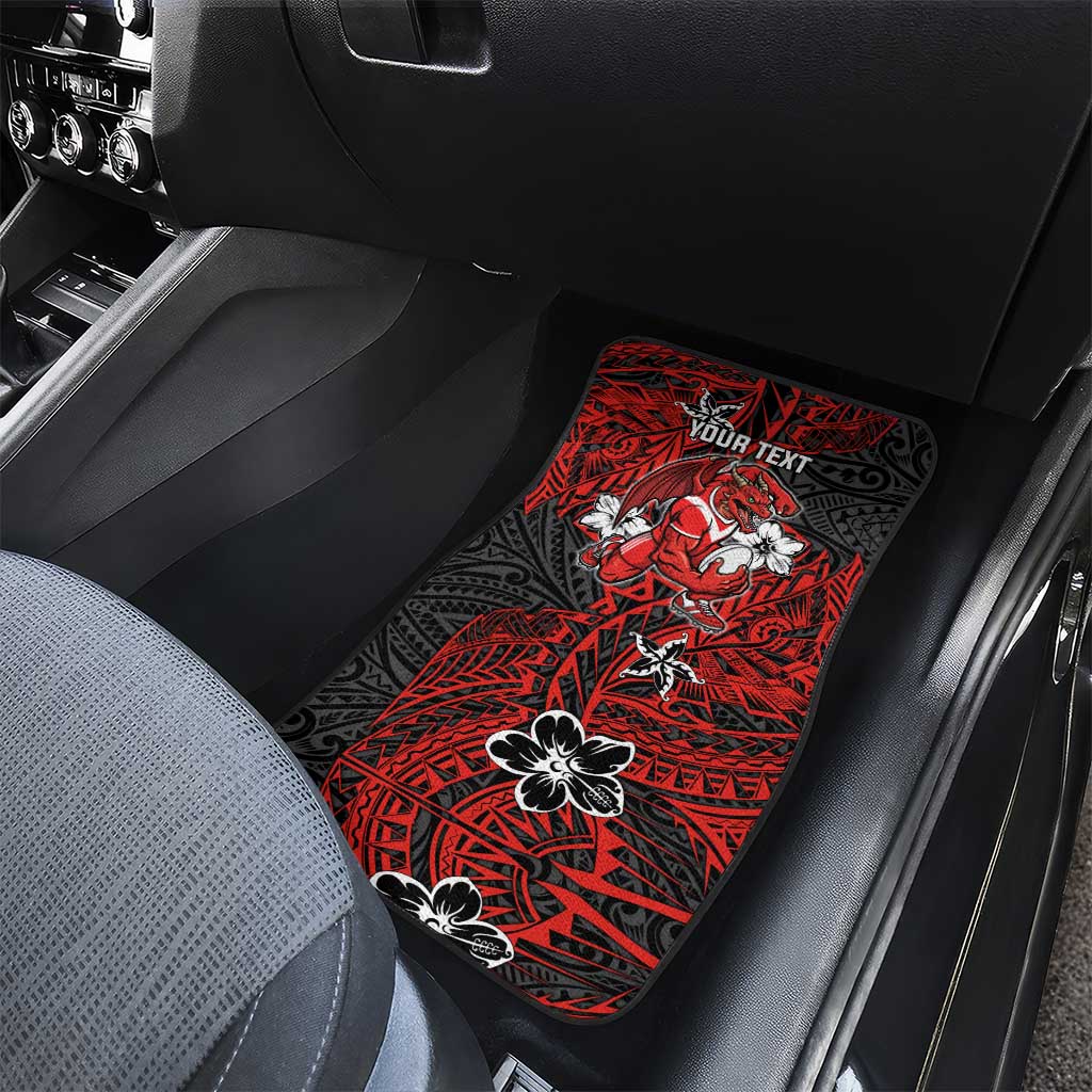 Personalised St. George Illawarra Dragons Car Mats Polynesian Tribal Pattern With Rugby Dragon Mascot Art