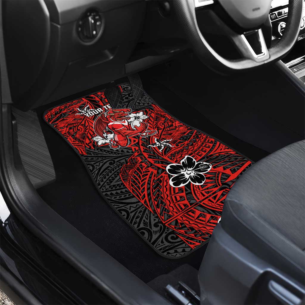 Personalised St. George Illawarra Dragons Car Mats Polynesian Tribal Pattern With Rugby Dragon Mascot Art
