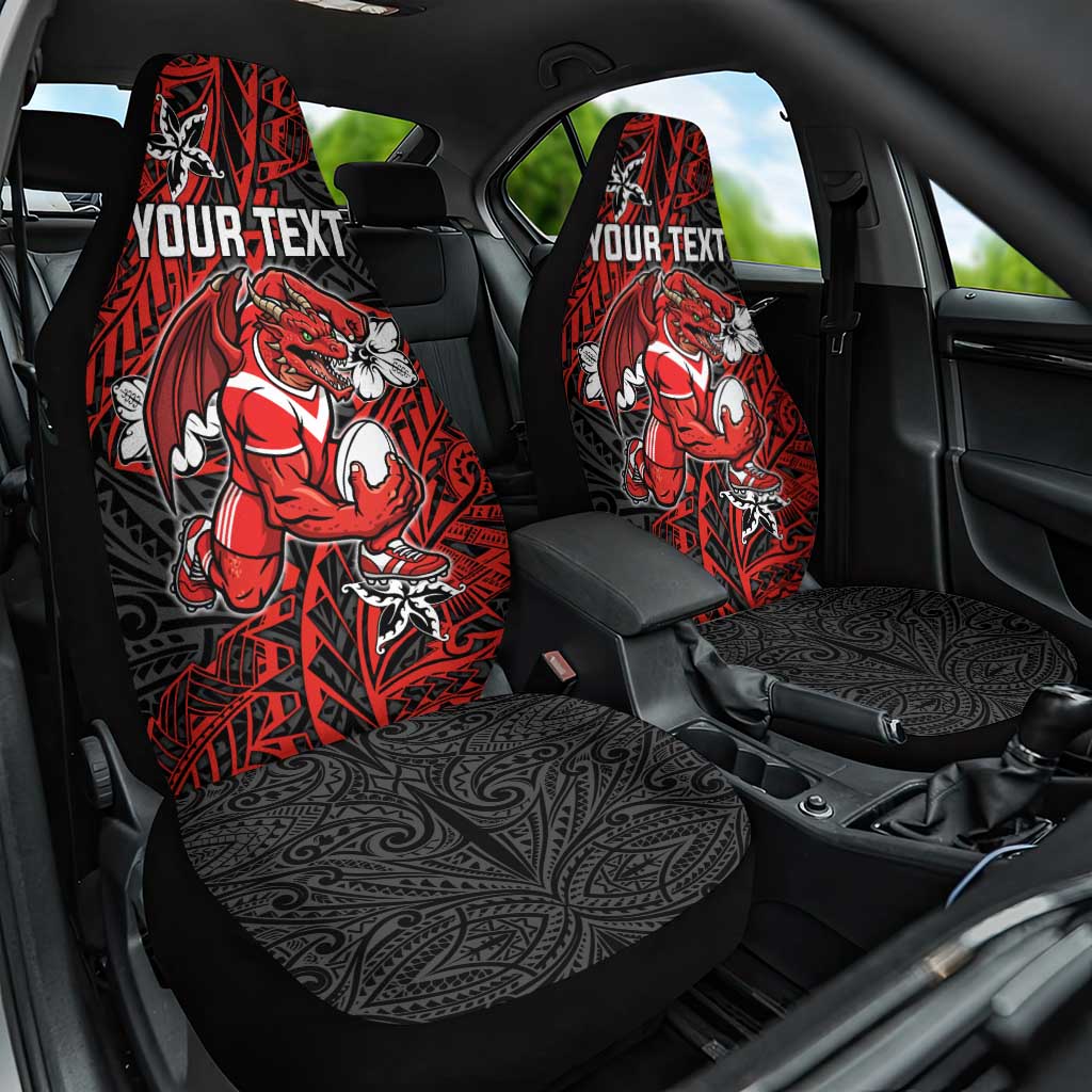 Personalised St. George Illawarra Dragons Car Seat Cover Polynesian Tribal Pattern With Rugby Dragon Mascot Art