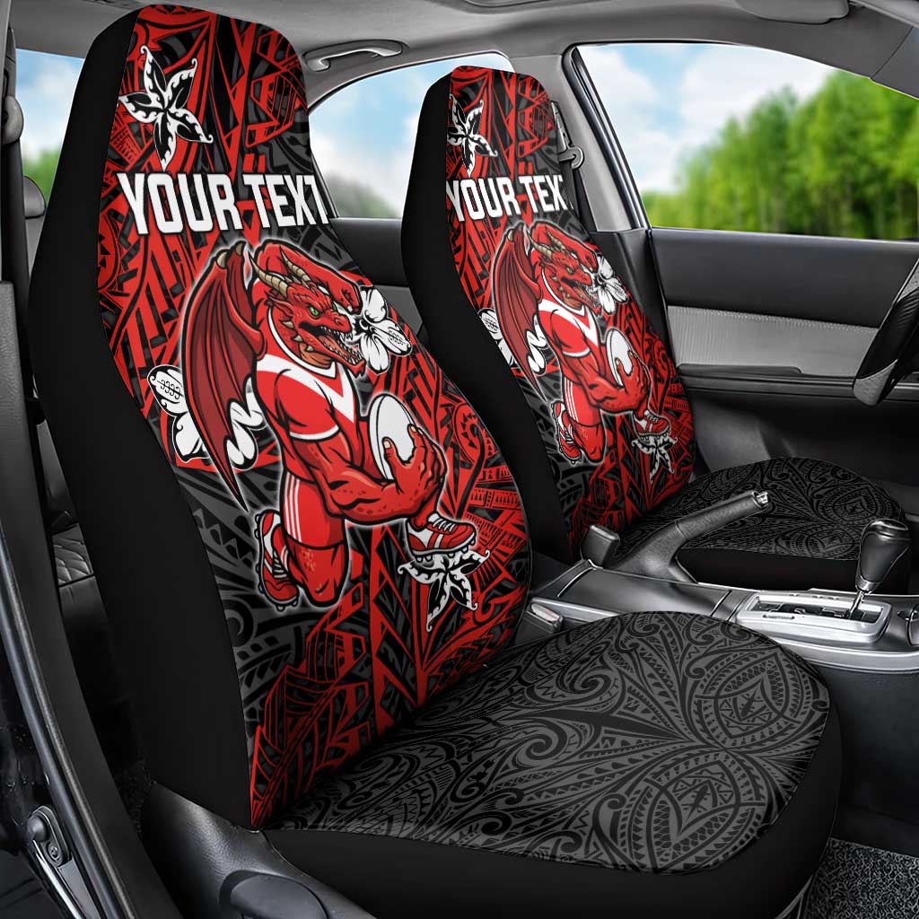 Personalised St. George Illawarra Dragons Car Seat Cover Polynesian Tribal Pattern With Rugby Dragon Mascot Art