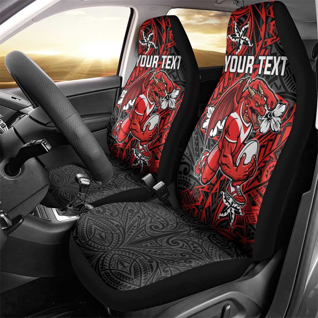 Personalised St. George Illawarra Dragons Car Seat Cover Polynesian Tribal Pattern With Rugby Dragon Mascot Art