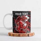 Personalised St. George Illawarra Dragons Ceramic Mug Polynesian Tribal Pattern With Rugby Dragon Mascot Art