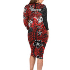 Personalised St. George Illawarra Dragons Family Matching Long Sleeve Bodycon Dress and Hawaiian Shirt Polynesian Tribal Pattern With Rugby Dragon Mascot Art