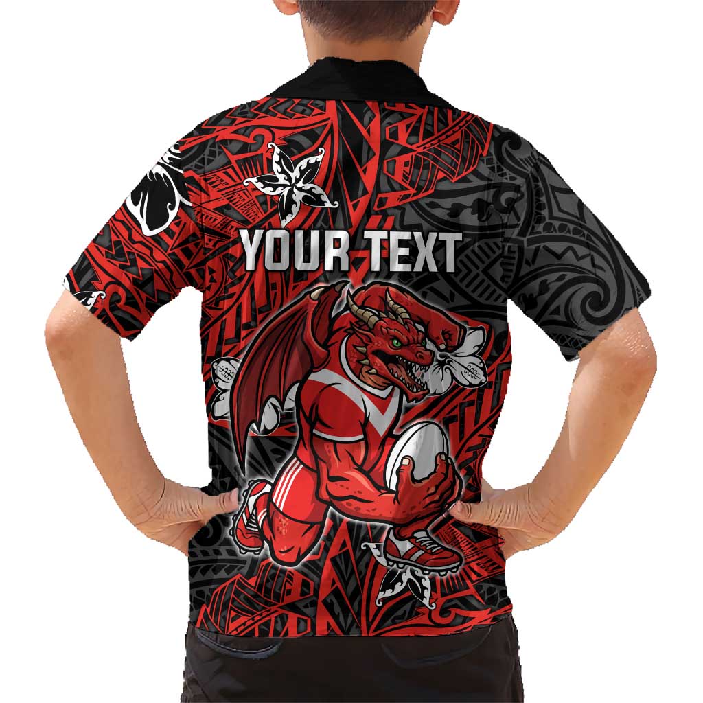 Personalised St. George Illawarra Dragons Family Matching Mermaid Dress and Hawaiian Shirt Polynesian Tribal Pattern With Rugby Dragon Mascot Art