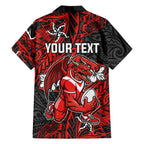 Personalised St. George Illawarra Dragons Family Matching Mermaid Dress and Hawaiian Shirt Polynesian Tribal Pattern With Rugby Dragon Mascot Art