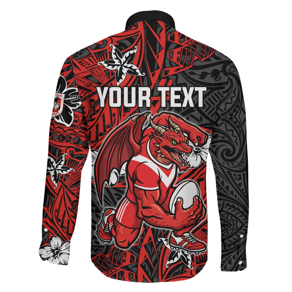 Personalised St. George Illawarra Dragons Family Matching Mermaid Dress and Hawaiian Shirt Polynesian Tribal Pattern With Rugby Dragon Mascot Art