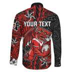 Personalised St. George Illawarra Dragons Family Matching Mermaid Dress and Hawaiian Shirt Polynesian Tribal Pattern With Rugby Dragon Mascot Art