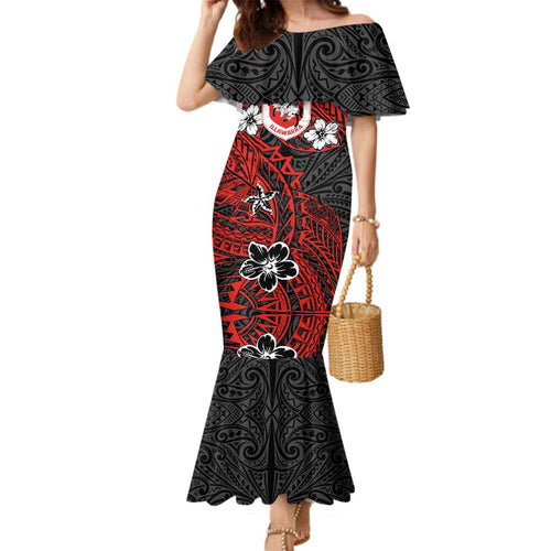 Personalised St. George Illawarra Dragons Family Matching Mermaid Dress and Hawaiian Shirt Polynesian Tribal Pattern With Rugby Dragon Mascot Art