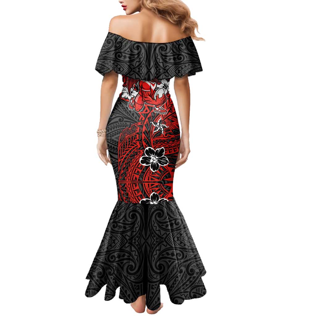 Personalised St. George Illawarra Dragons Family Matching Mermaid Dress and Hawaiian Shirt Polynesian Tribal Pattern With Rugby Dragon Mascot Art