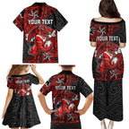 Personalised St. George Illawarra Dragons Family Matching Puletasi and Hawaiian Shirt Polynesian Tribal Pattern With Rugby Dragon Mascot Art