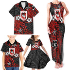 Personalised St. George Illawarra Dragons Family Matching Tank Maxi Dress and Hawaiian Shirt Polynesian Tribal Pattern With Rugby Dragon Mascot Art
