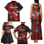 Personalised St. George Illawarra Dragons Family Matching Tank Maxi Dress and Hawaiian Shirt Polynesian Tribal Pattern With Rugby Dragon Mascot Art