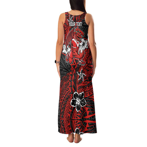 Personalised St. George Illawarra Dragons Family Matching Tank Maxi Dress and Hawaiian Shirt Polynesian Tribal Pattern With Rugby Dragon Mascot Art
