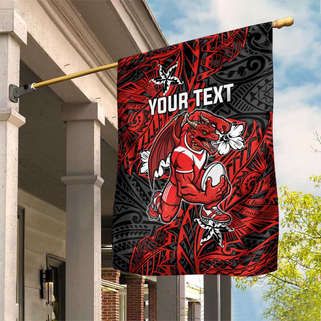 Personalised St. George Illawarra Dragons Garden Flag Polynesian Tribal Pattern With Rugby Dragon Mascot Art