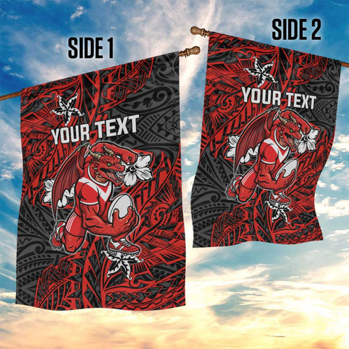 Personalised St. George Illawarra Dragons Garden Flag Polynesian Tribal Pattern With Rugby Dragon Mascot Art