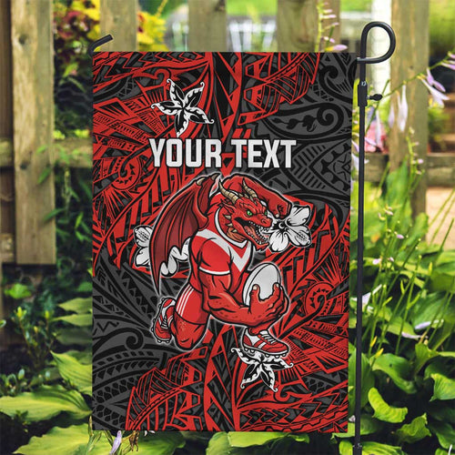 Personalised St. George Illawarra Dragons Garden Flag Polynesian Tribal Pattern With Rugby Dragon Mascot Art