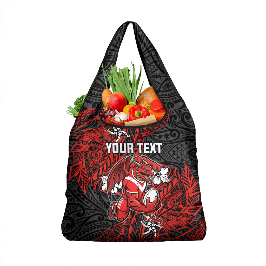 Personalised St. George Illawarra Dragons Grocery Bag Polynesian Tribal Pattern With Rugby Dragon Mascot Art