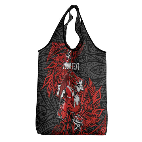 Personalised St. George Illawarra Dragons Grocery Bag Polynesian Tribal Pattern With Rugby Dragon Mascot Art