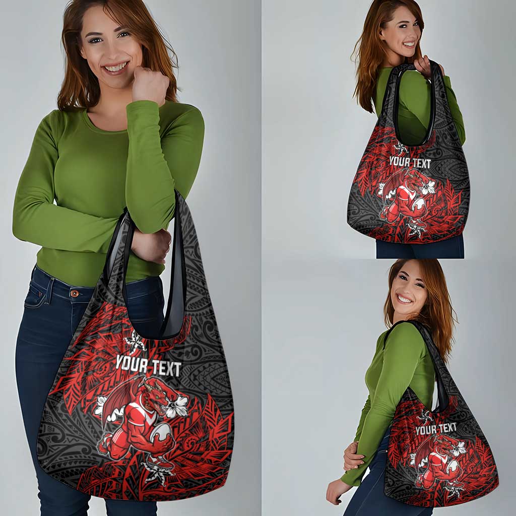 Personalised St. George Illawarra Dragons Grocery Bag Polynesian Tribal Pattern With Rugby Dragon Mascot Art
