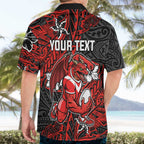 Personalised St. George Illawarra Dragons Hawaiian Shirt Polynesian Tribal Pattern With Rugby Dragon Mascot Art