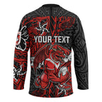 Personalised St. George Illawarra Dragons Hockey Jersey Polynesian Tribal Pattern With Rugby Dragon Mascot Art