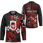 Personalised St. George Illawarra Dragons Hockey Jersey Polynesian Tribal Pattern With Rugby Dragon Mascot Art