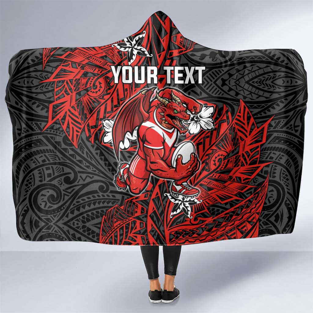 Personalised St. George Illawarra Dragons Hooded Blanket Polynesian Tribal Pattern With Rugby Dragon Mascot Art