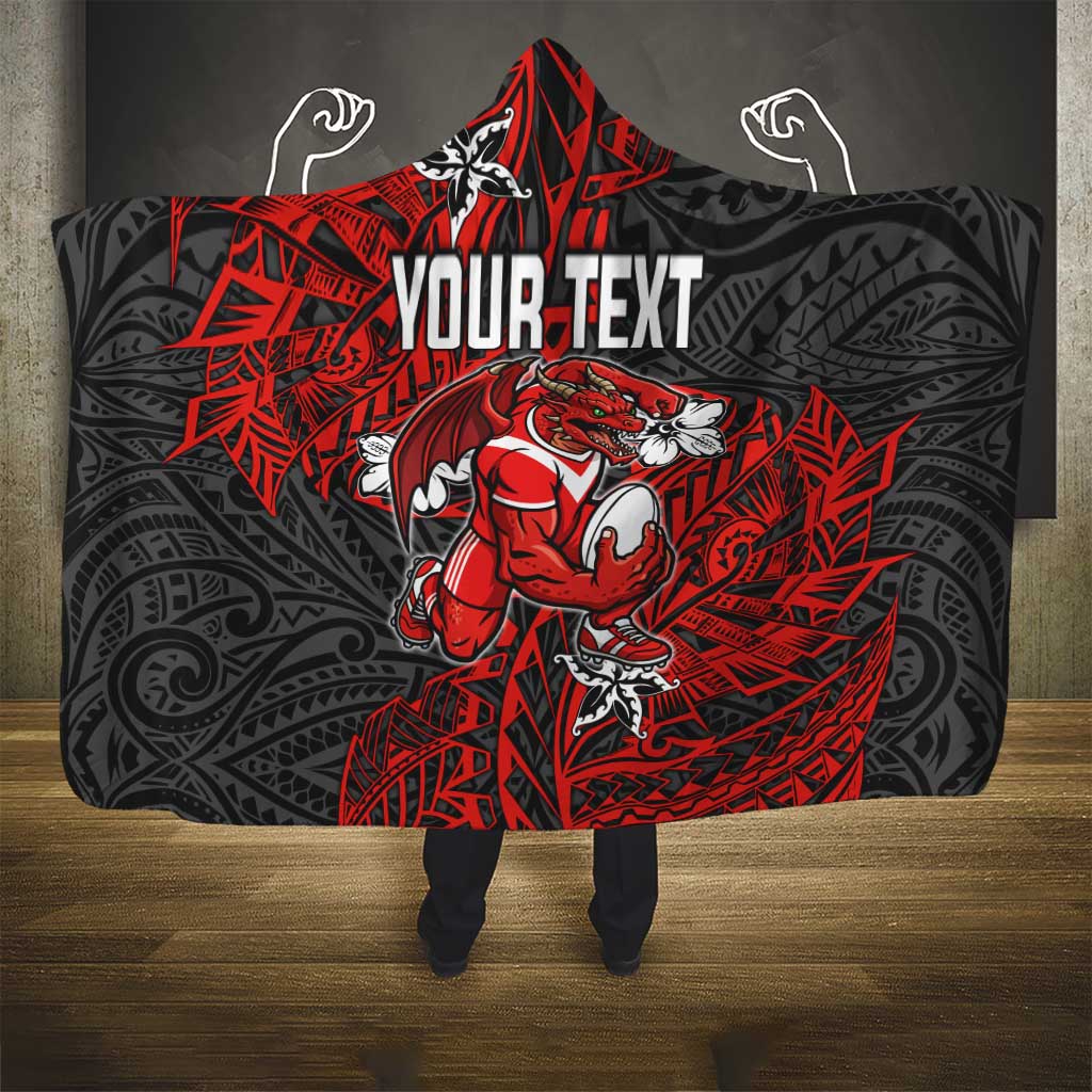 Personalised St. George Illawarra Dragons Hooded Blanket Polynesian Tribal Pattern With Rugby Dragon Mascot Art