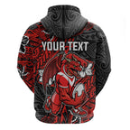 Personalised St. George Illawarra Dragons Hoodie Polynesian Tribal Pattern With Rugby Dragon Mascot Art