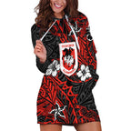 Personalised St. George Illawarra Dragons Hoodie Dress Polynesian Tribal Pattern With Rugby Dragon Mascot Art
