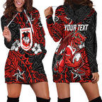 Personalised St. George Illawarra Dragons Hoodie Dress Polynesian Tribal Pattern With Rugby Dragon Mascot Art